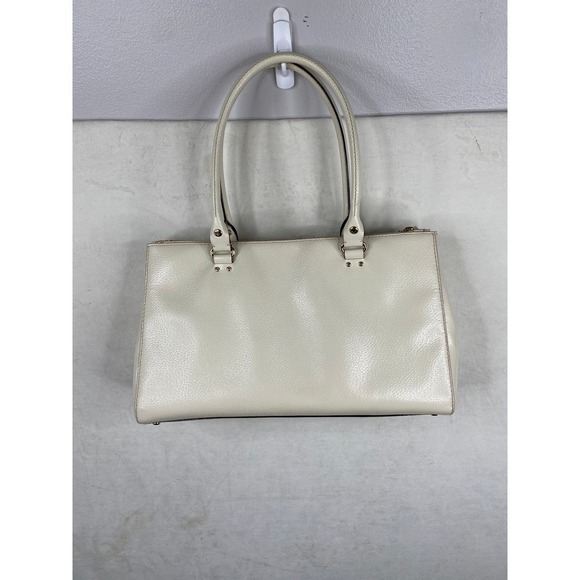 Kate Spade Ivory Leather Wellesley Quinn Tote Gold Tone Coastalcore Minimalist - Picture 6 of 10